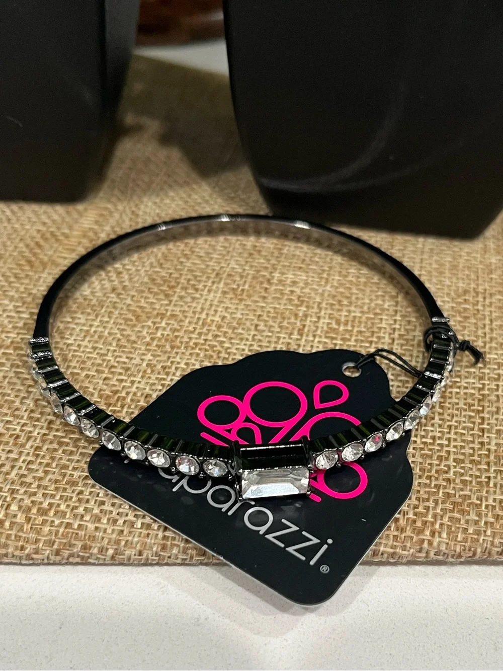 paparazzi Black Crystal Accent Bangle Bracelet